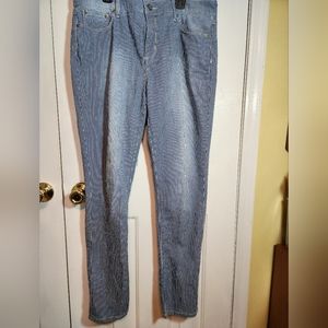 NYDJ Not Your Daughters Railroad Blue & White Stripe Jeggings-Lift Tuck- Size 12